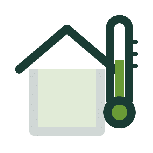 Icône isolation thermique — maison et thermomètre